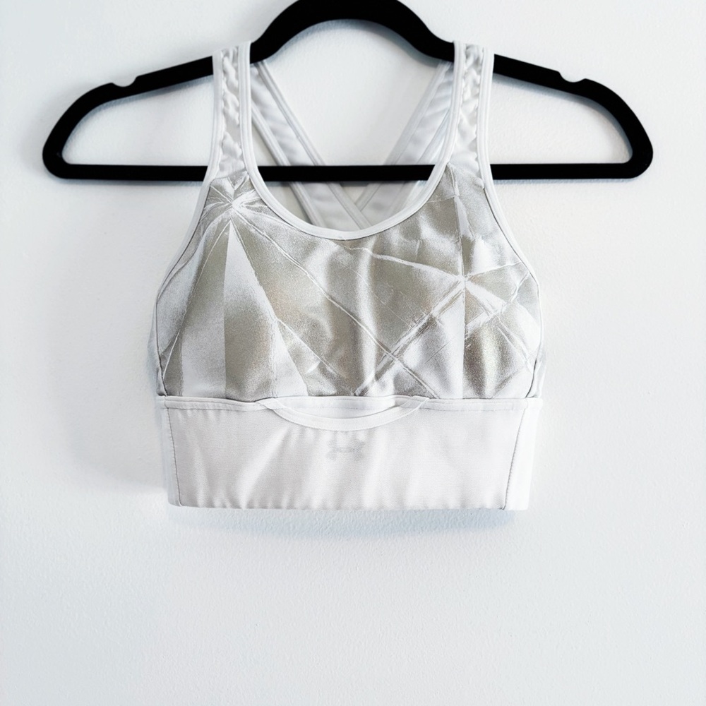 Under Armour Gold and White Metallic Sports Bra